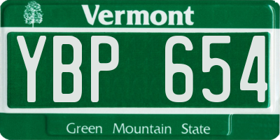 VT license plate YBP654