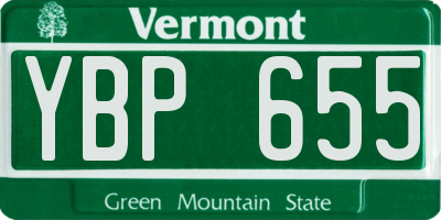 VT license plate YBP655