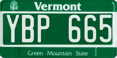 VT license plate YBP665