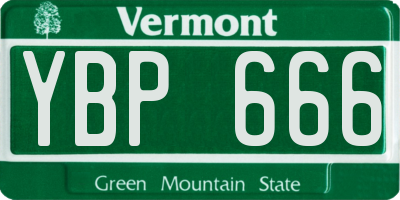 VT license plate YBP666