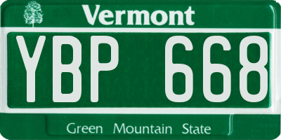 VT license plate YBP668