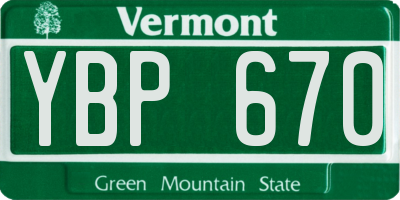 VT license plate YBP670