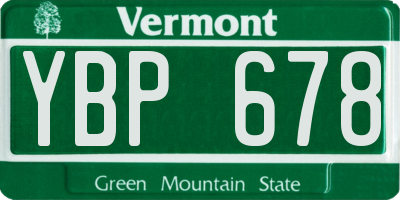VT license plate YBP678