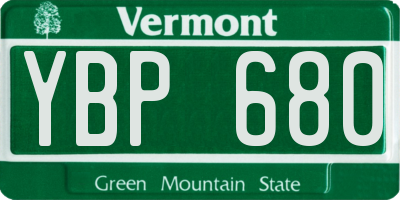 VT license plate YBP680