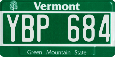 VT license plate YBP684
