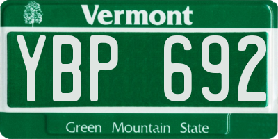 VT license plate YBP692