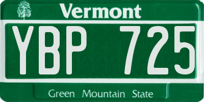 VT license plate YBP725