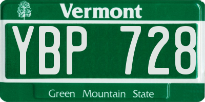 VT license plate YBP728