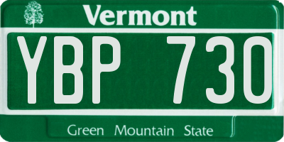 VT license plate YBP730