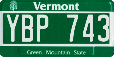 VT license plate YBP743