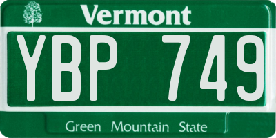 VT license plate YBP749