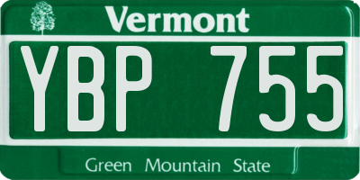 VT license plate YBP755