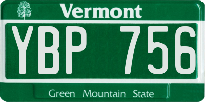 VT license plate YBP756