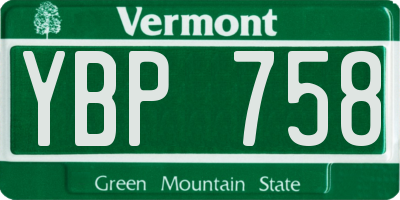 VT license plate YBP758