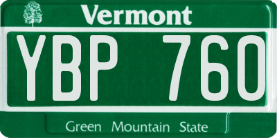 VT license plate YBP760