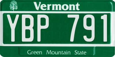 VT license plate YBP791