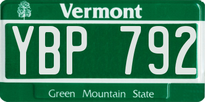 VT license plate YBP792