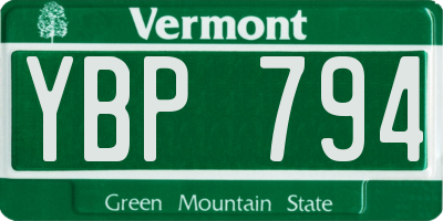 VT license plate YBP794