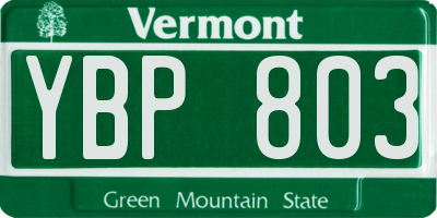 VT license plate YBP803