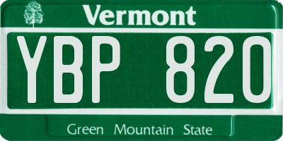 VT license plate YBP820