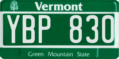 VT license plate YBP830