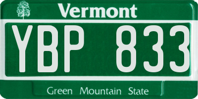 VT license plate YBP833