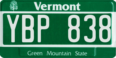 VT license plate YBP838