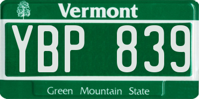 VT license plate YBP839