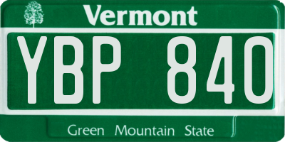 VT license plate YBP840