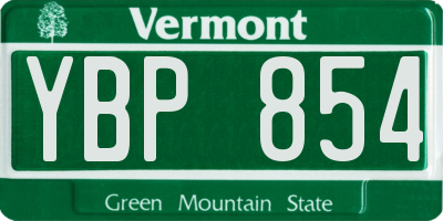 VT license plate YBP854