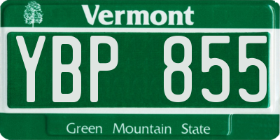 VT license plate YBP855