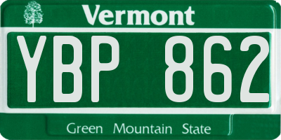 VT license plate YBP862