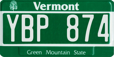 VT license plate YBP874