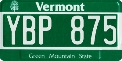 VT license plate YBP875