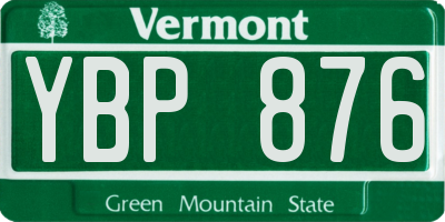 VT license plate YBP876