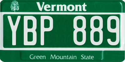 VT license plate YBP889
