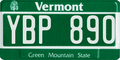 VT license plate YBP890