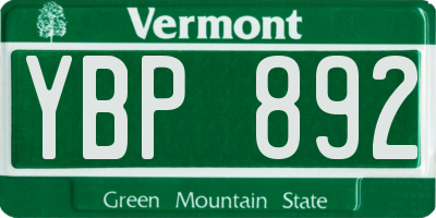VT license plate YBP892