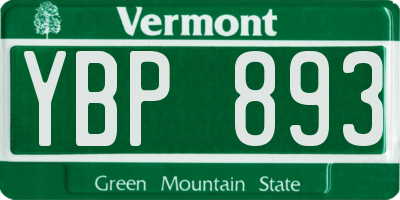 VT license plate YBP893