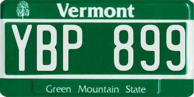 VT license plate YBP899