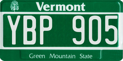 VT license plate YBP905