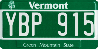 VT license plate YBP915