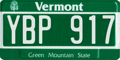 VT license plate YBP917