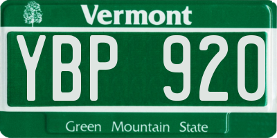 VT license plate YBP920