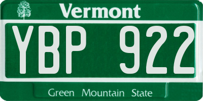 VT license plate YBP922
