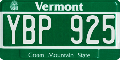 VT license plate YBP925