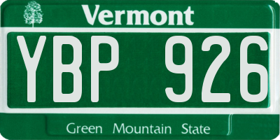 VT license plate YBP926