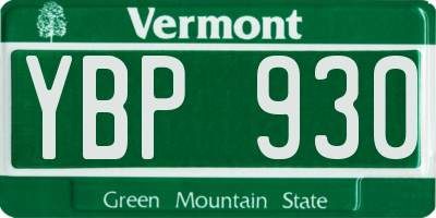 VT license plate YBP930
