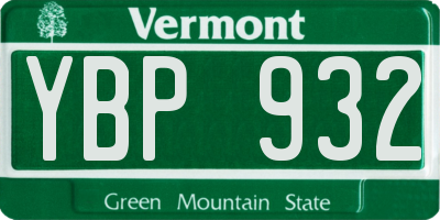 VT license plate YBP932