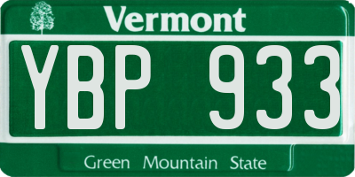 VT license plate YBP933